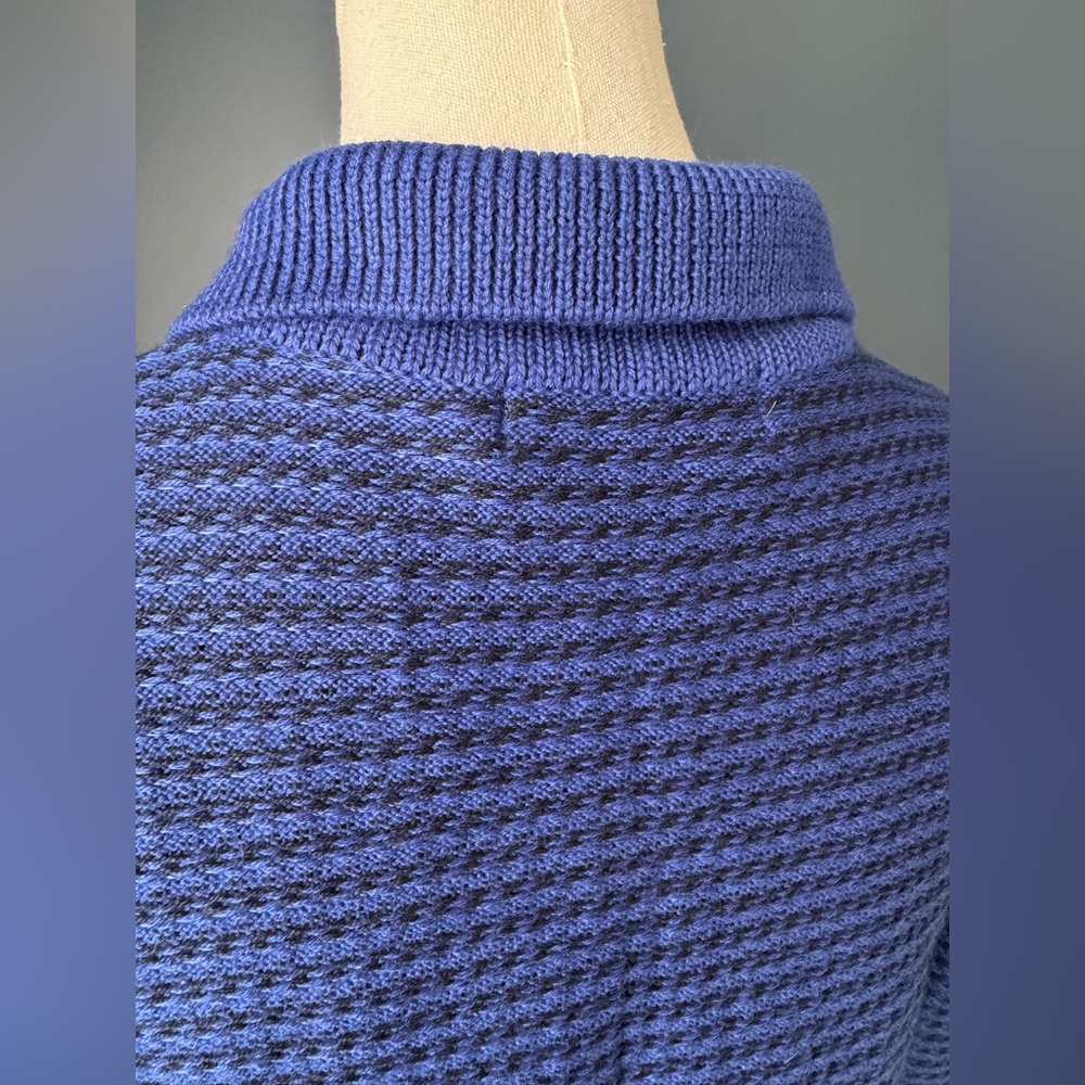 Aldo Martins Ruffle Bib Knit Shirtdress. Size M. Dark Blue - Picture 5 of 11